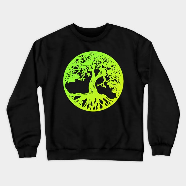 Green Tree of Life Crewneck Sweatshirt by AbundanceSeed